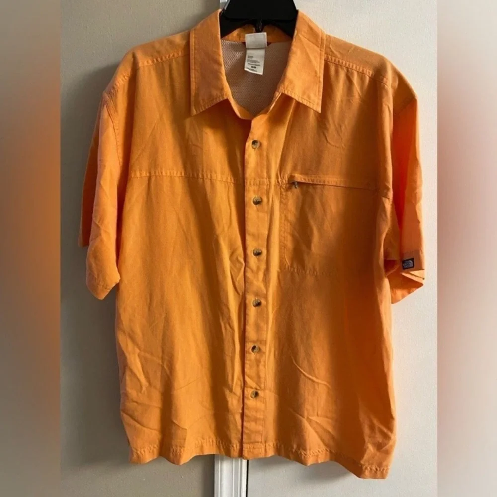 The North Face Orange button front Shirt men Medium